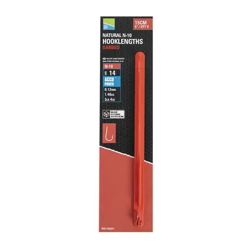 Natural N-10 Hooklengths - Barbed Betaalbaar