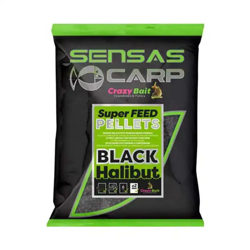 Crazy Bait Super Feed Pellets - Black Halibut Hete Deal
