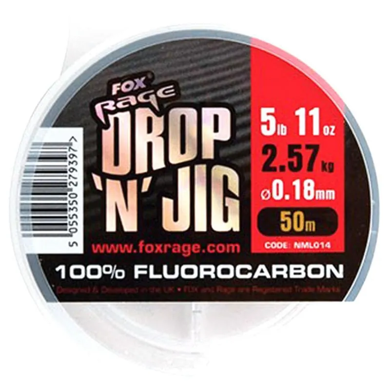 Goedkoop Fox Rage Drop & Jig Flurofoxbon 0.18mm 2.57kg / 5.67lb X 50m - Fluorcarbon -