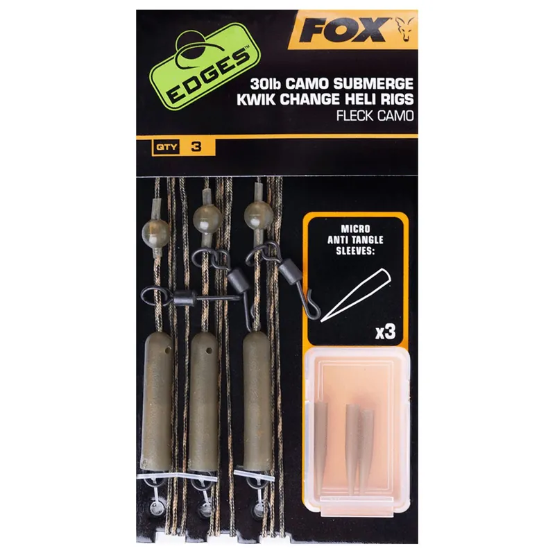 Weekendaanbieding Fox Edges Camo Submerge Heli Rigs Kwik Change Kit 30lb - Leaders - 30 lb