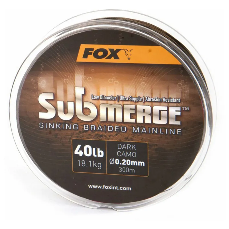 Speciale Aanbieding Fox Submerge Dark Camo Sinking Braid X 300m 0.20mm 40lb/18.1kgs - Karper vislijnen - 300 m 40 lb