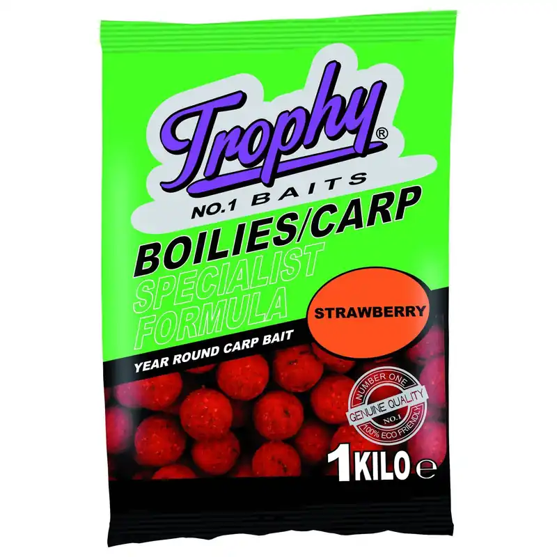 Trophy Baits Trophy Baits Boilies Strawberry - Baits - Ø15 mm 1000 g Karper Populair