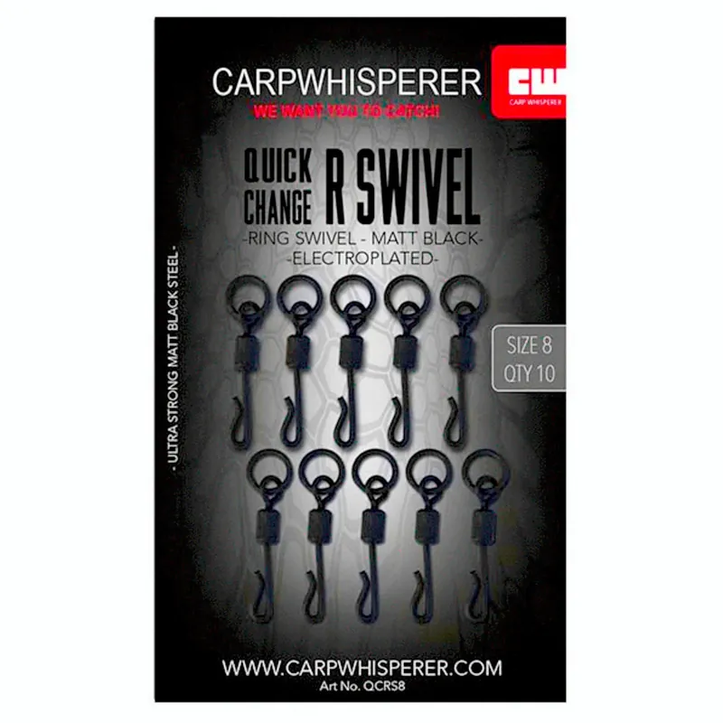 Carp Whisperer Quick Change Ring Swivels-10 Pc - Karper kleinmateriaal - Matt Black 8 Korting