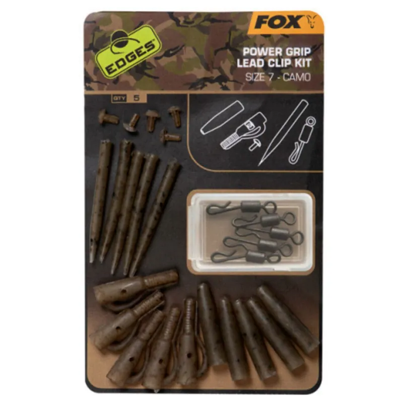 Veilige Betaling Fox Edges Camo Power Grip Lead Clip Kit Size 7 X 5 - Systeem componenten - 5 stuks Size 7