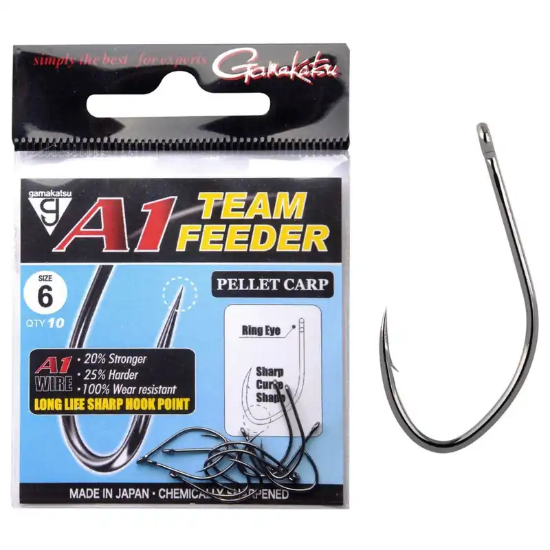 Lage Kosten C-Tec A1 Team Feeder Eyed Hooks Pellet Carp #6 - Vishaak -