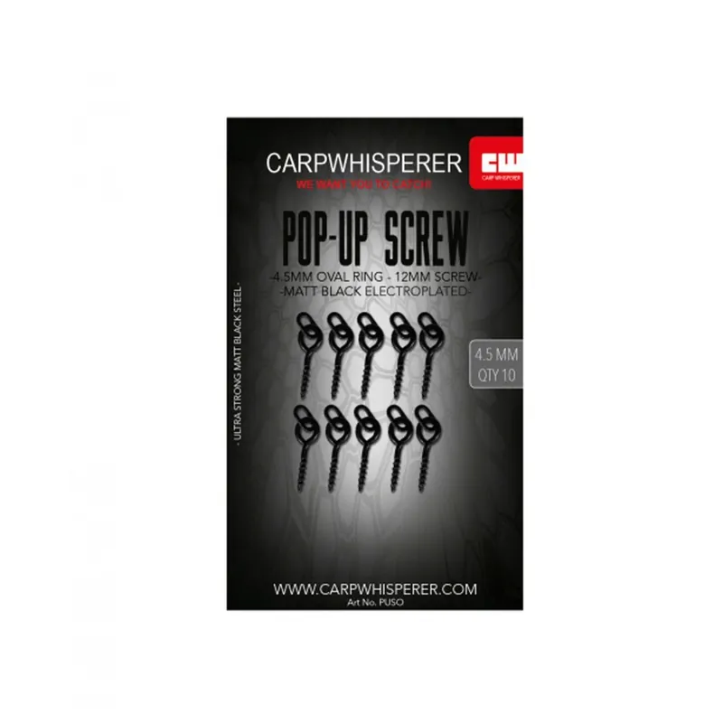 Carp Whisperer Pop-Up Screw_ Oval 10pc - Karper kleinmateriaal - Matt Black Actieprijs