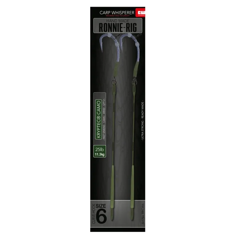 Aanbieding Carp Whisperer Ready Made Ronnie-Rig 6 - Karper kleinmateriaal - Weed 25lb Haakmaat 6