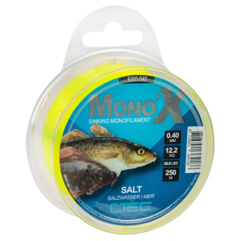 C-Tec Mono X Salt Yellow 0.40mm/12.2kg 250m - Vislijn - Fabrieksprijs