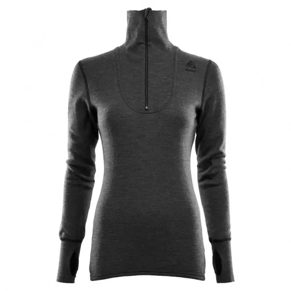Aclima DoubleWool Polo Shirt Zip Woman Marengo/Jet Black - S Hoge Kwaliteit
