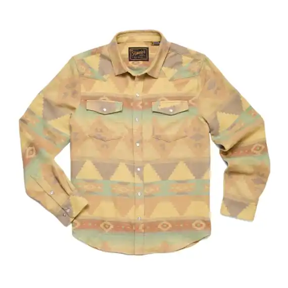 Howler Bro's Sheridan Flannel Mitla Motifs Old Gold - S Veilige Betaling