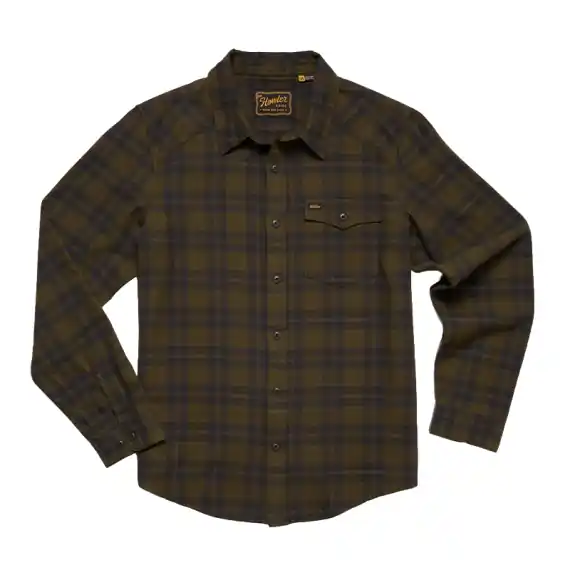 Premium Howler Bro's La Grange Lightweight Flannel Cohen Plaid Dark Olive - S