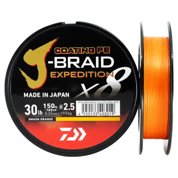 Daiwa J-Braid Expedition x8E 150m Smash Orange - 0.32mm Nieuw