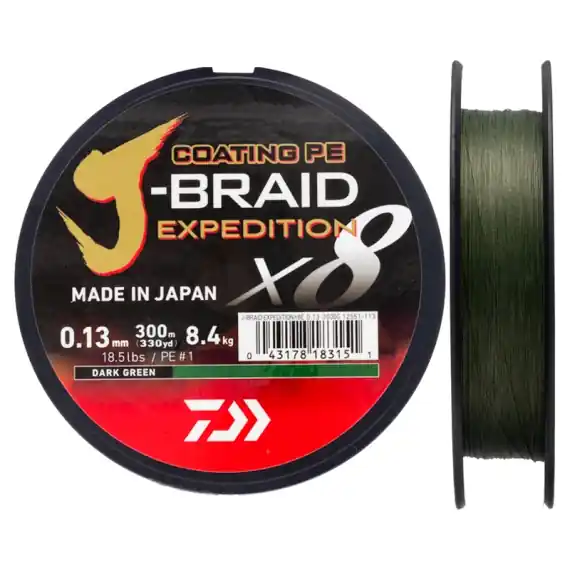 Dagaanbieding Daiwa J-Braid Expedition x8E 300m Dark Green - 0.28mm