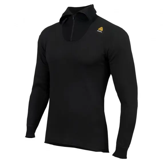 Laatste Versie Aclima HotWool 230 gr. Polo Zip Unisex, Jet Black - S