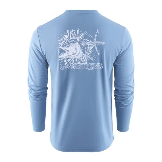 Beperkte Voorraad Grundéns Tuna Torpedo LS Tech Tee Captain's Blue - L