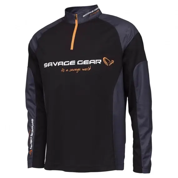 Express Levering Savage Gear Tournament Gear Shirt 1/2 Zip, Black Ink - L