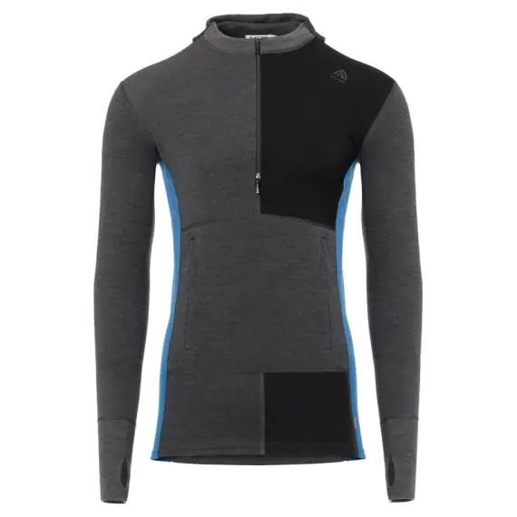 Aclima WarmWool Hoodsweater w/zip M's Marengo/Jet Black/Corsair - S Express Levering
