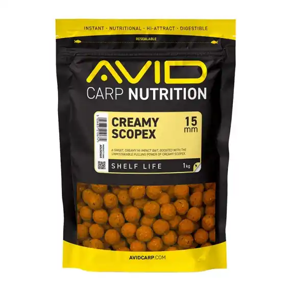 Avid Creamy Scopex Boilies - 20mm 1kg Uitverkoop