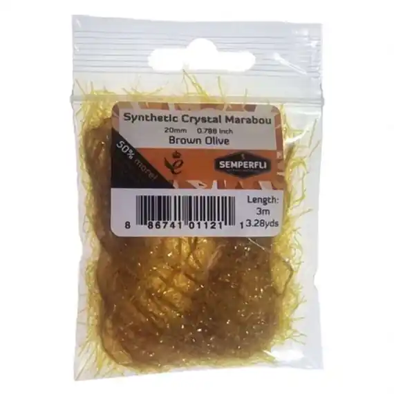 Semperfli Synthetic Crystal Marabou 20mm - Brown Olive Nu Kopen