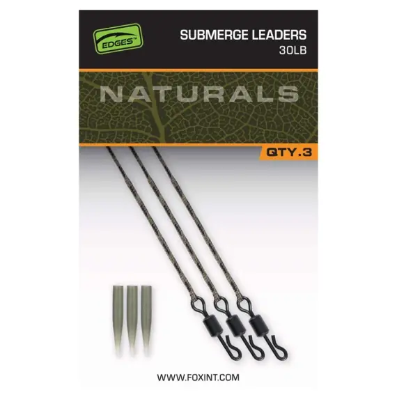 Fox Naturals Submerged Leaders - 30lb Hoge Kwaliteit