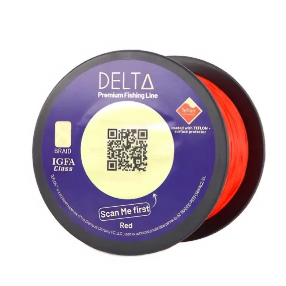 DELTA Teflon X8 Braid Red 0.269mm/35 LBS 150m Fabrieksprijs