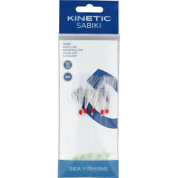 Kinetic Sabiki Nordic Mackerel #1/0 0.60mm 130cm - Pearl/Crystal Flash Gratis Retour