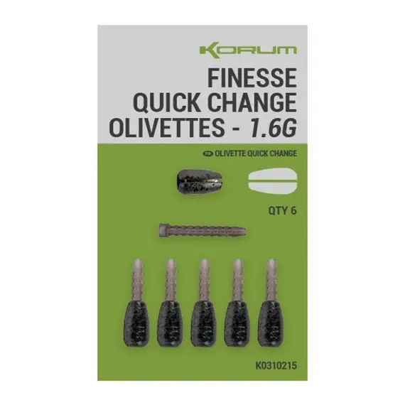 Korum Finesse Quick-Change Olivettes - 2g Direct Beschikbaar