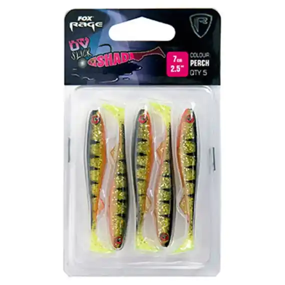 Fox Rage Slick Shad Ultra UV 7 cm / 2.75'' Lemontiger 5-pak Direct Verzonden