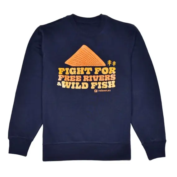 Frödin 'Free Rivers & Wild Fish' Sweatshirt - Navyv Blue - S Laatste Kans
