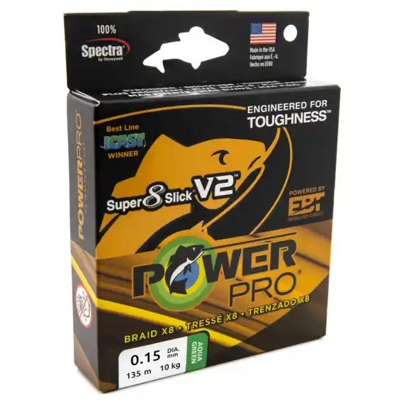 Uitverkoop PowerPro Super 8 Slick V2 Aqua Green 135m - 0.32mm 24kg