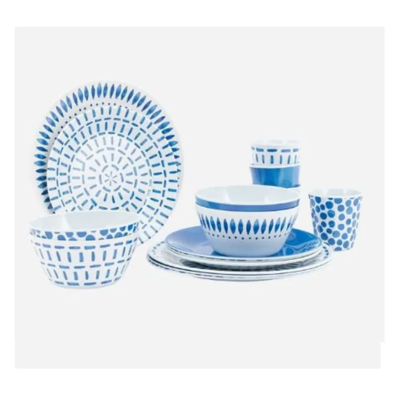 Goedkoop Bo-Camp Serviesset Breeze/Blauw - Mix & Match - 16-delig