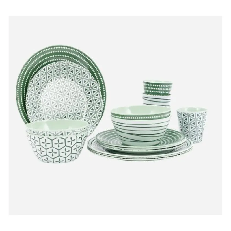 Bo-Camp Serviesset Leaf/Groen - Mix & Match - 16-delig Uitverkoop