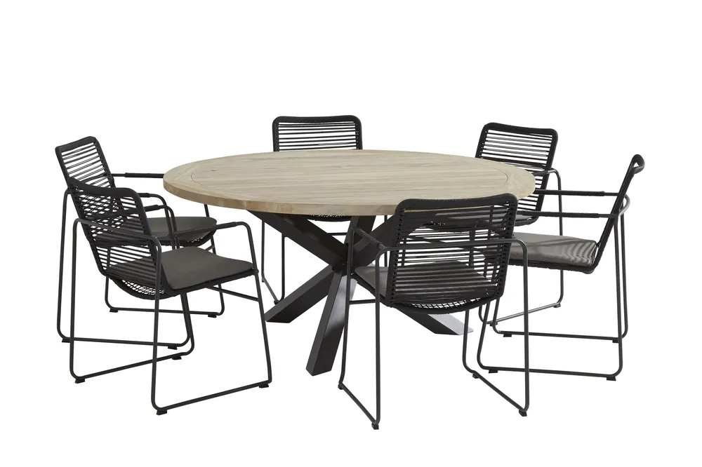 Taste 4SO Elba Tuinset 6 personen rond Ø160cm Must-Have