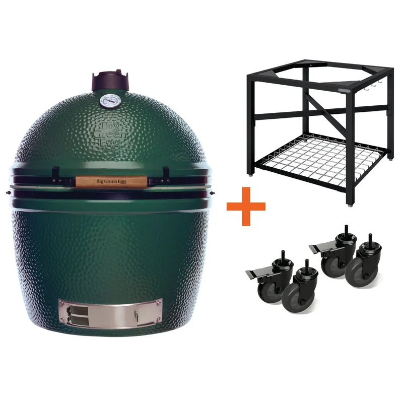 Must-Have Big Green Egg 2XL incl. Egg Frame, Expansion frame met inserts & Caster Kit