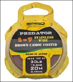 Direct Beschikbaar Spro Predator Brown Coated Wire 30lb 20m