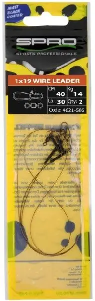 Spro Matte Black Leader 1x19 Wire 30lb 30cm Direct Beschikbaar