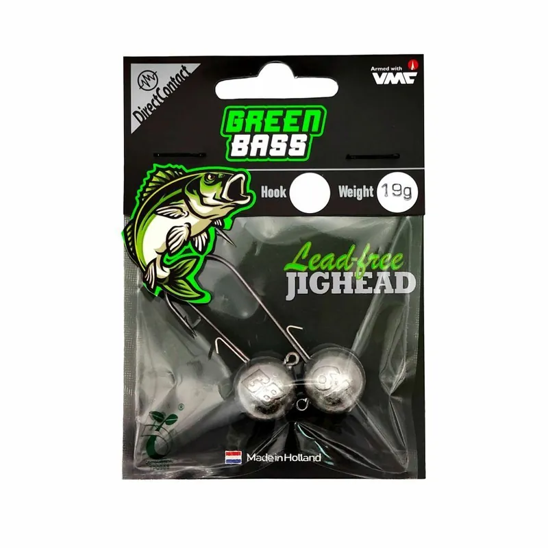 Hete Deal Green Bass Fishing Jighead 2/0 19gr 2st