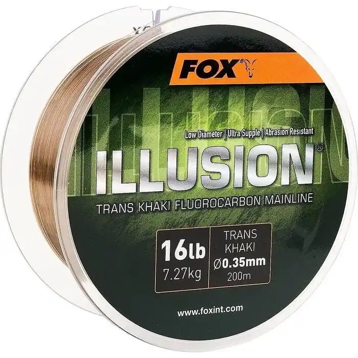 Fox Illusion Fluorcarbon Mainline Trans Khaki 200m 0.35mm 16lb - Voorradig Shop Nu