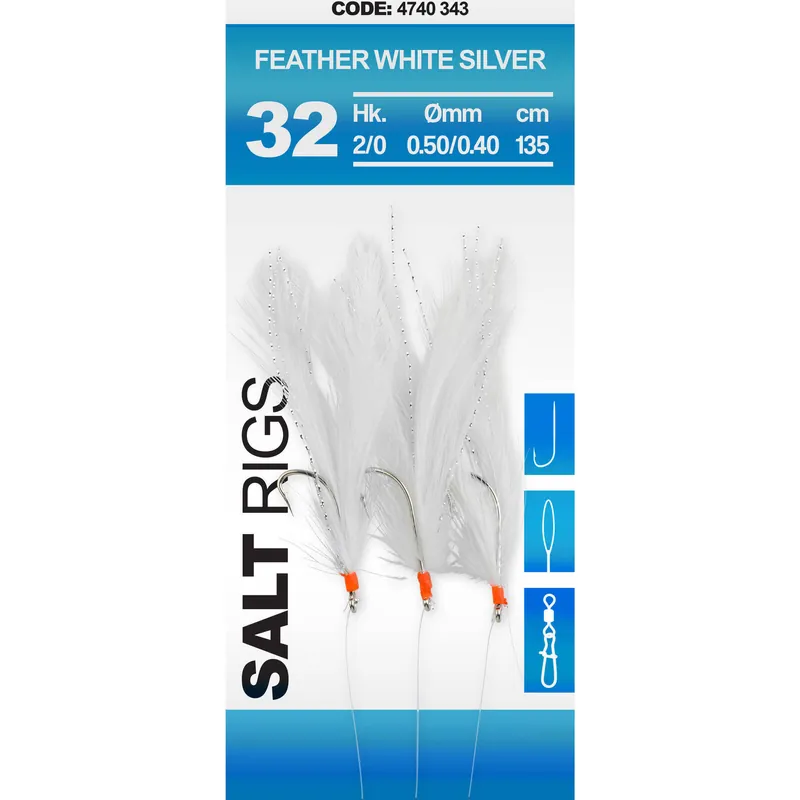 Voordeelprijs Spro Saltwater Salt Rig #32 Feather White Silver #1/0 3 Haaks - Voorradig