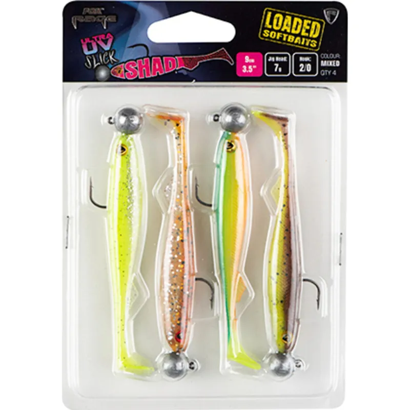 Finale Uitverkoop Fox Rage Slick Shad Mixed Colours UV 11cm GSPB 4st - Voorradig