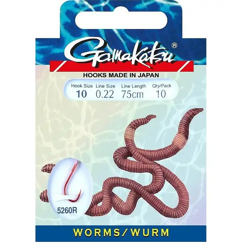Op = Op Gamakatsu BKD LS-5260R Worm Onderlijn 75cm H10 0.22mm - Voorradig