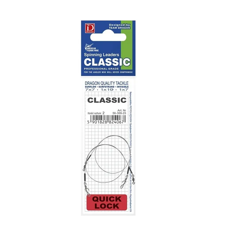 Dragon Classic Surfstrand 7x7 Quicklock Stalen Onderlijn Op = Op