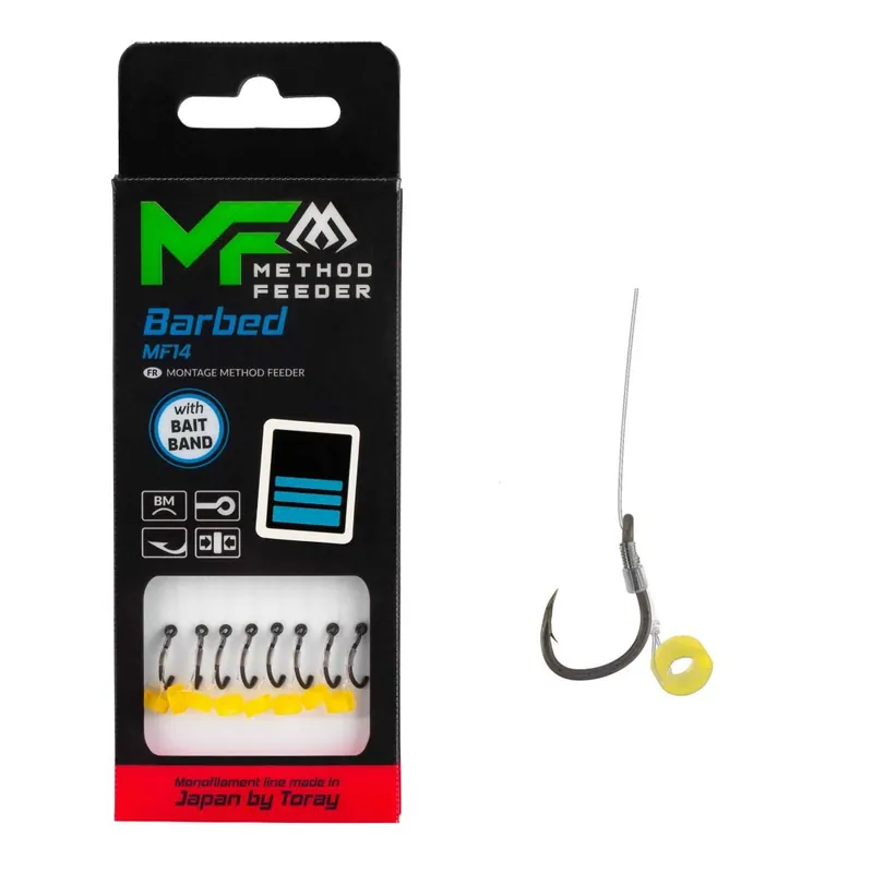 Superprijs Mikado Method Feeder Rig Barbed MF14 With Bait Band 10cm Size 12 - 0.20mm
