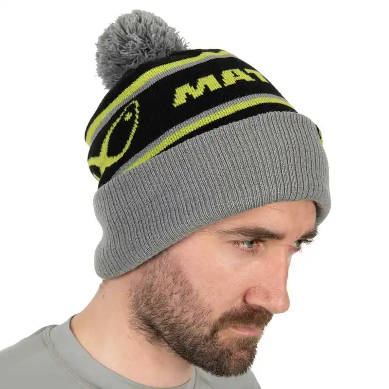 Shop Nu Matrix Bobble Hat Grey/Lime