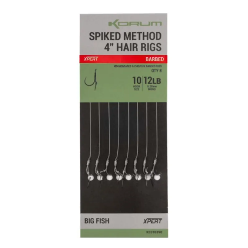 Weekendaanbieding Korum Spiked Hair Rigs 4'' Barbed Size 14 - 0.23mm
