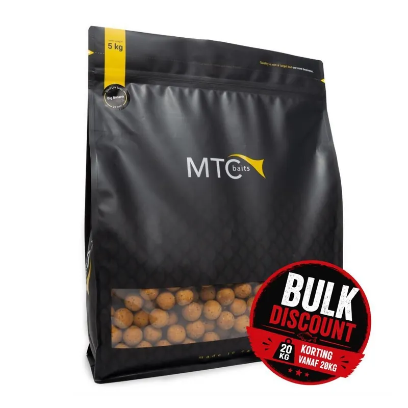 Tijdelijk Beschikbaar MTC Baits Big Banana Boilies 20kg Bulkdeal 16mm