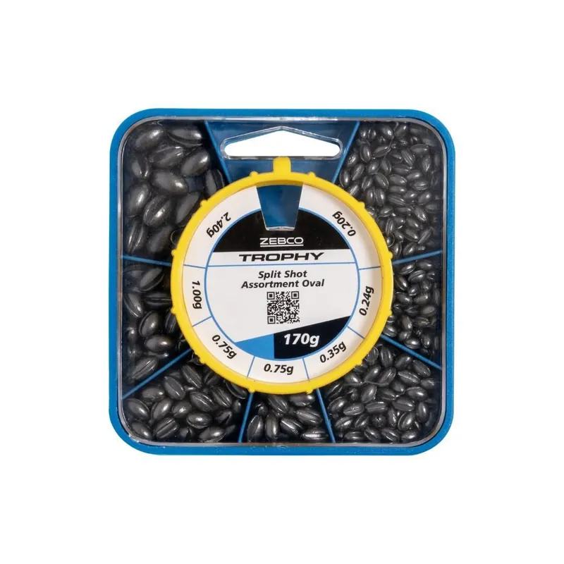 Express Levering Zebco Trophy Oval Split Shot Assortment 170g