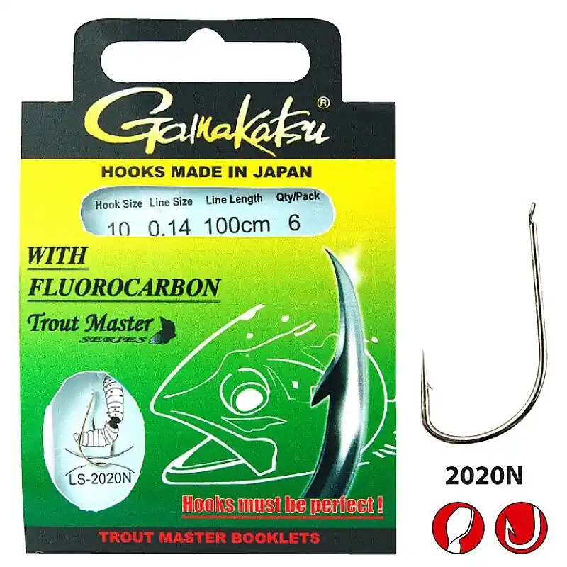 Gamakatsu LS-2020 Trout Master Fluorocarbon 200cm Size 06/0.18mm Meest Verkocht