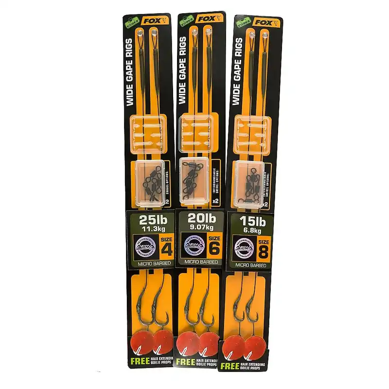 Fox EDGESï¾™ Wide Gape Ready Rigs Weedy Green Size 4/25lb Flitsaanbieding