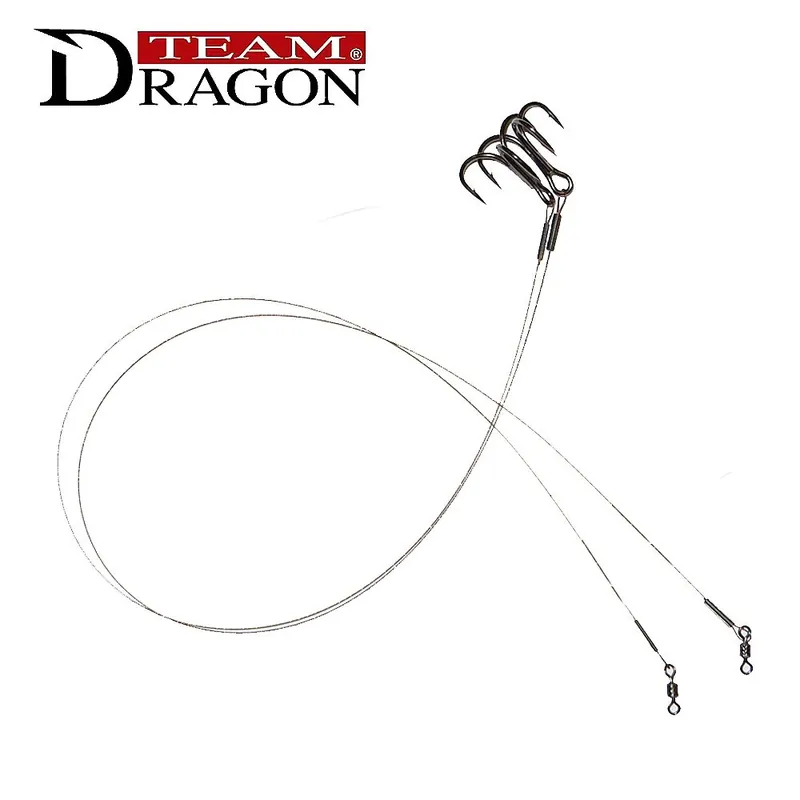 Dragon Treble Hook Leader 40cm 18kg Size 1/0 Snelle Levering